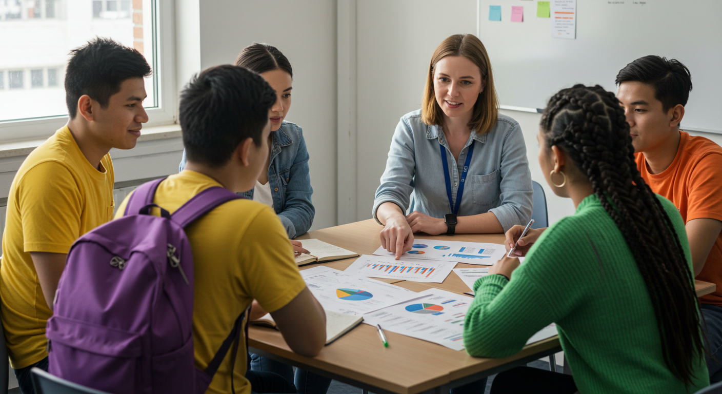 PMP training session with diverse group of professionals learning project management